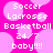 Pixelated text listing sports terms and date on pink background with light purple circles.