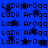 Blue background with repeating black text 'LaDii' and 'ArOqq' in a pattern, interspersed with dark star shapes