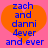 Two identical static images of a pink background with an orange heart shape containing blue text reading "zach and danni 4ever" above the phrase "and ever" in smaller letters.