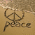 Four distinct pixel art scenes arranged in a : peace symbol on sand, dolphin leaping, snowy landscape with 'SUN' text, and tropical beach with palm tree and boat