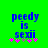 Green background with blue pixelated text 'peedy is sexi' and pink plus signs below, showing slight animation in plus sign positions.