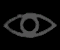 Four gray symbols on black background: eye, spiral ear, hand with square palm, and TV-like shape.