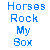 A 2x2 contact sheet of a pixelated animated icon featuring text and a horse, with two frames showing blue text on white/blue backgrounds and one frame showing a brown horse head against a light background.