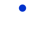 Five blue shapes on a gray background: four circles and one horizontal ellipse, all solid blue with no visible motion or text.