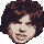 Four pixelated head portraits arranged in a , each with brown curly hair and varying facial expressions against a light gray background