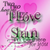 Pink gradient background with layered text and heart symbols, featuring 'Two happy I Love Sean I'll be there for you' in stylized fonts.