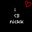 Red pixelated heart symbol above two identical white text blocks on black background.