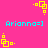 Pixelated yellow geometric shapes and cyan text on a bright pink background, with multiple identical copies