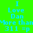 Pixelated text reads "I Love Dan More than 311 =p" on four distinct background colors: bright green, dark green, black, and medium green.