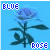 A 6-frame animated contact sheet showing a blue rose icon with pixelated text labels, each frame displaying slight variations in color and transparency.