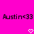 Pixelated text 'Austin<33' appears twice on a bright pink background with two white heart symbols below.