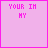 A 5x5 contact sheet of animated frames showing a pink-themed text-based icon with changing phrases and heart symbols.