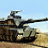 Static pixelated image of a military tank in desert terrain with blue sky background, rendered as 48x48 buddy icon.