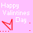 Pink background with white text 'Happy Valentines Day' and red heart-shaped icons in various pixelated states.
