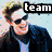 six pixelated images with overlaid text fragments forming a phrase about Edward and dogs, featuring two distinct male figures