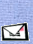 Pixelated envelope icon with black border and pink corner detail on blue background, transitioning to animated red burst above envelope and yellow-blue document stack below.
