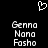 Pixelated white text and a heart symbol on a black background, with two identical text blocks side-by-side.