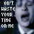 A 3x3 contact sheet of an animated icon showing repeated frames of a person singing with text "DON'T WASTE YOUR TIME ON ME" overlaid in pixelated white font on dark background.