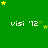 Green background with yellow stars and repeated white text 'visi '12' in a pattern