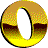 A circular pixelated icon with a golden-brown outer ring, yellow lower section, and gray inner oval shape, featuring dark brown rectangular elements on both sides.