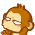 Pixelated monkey character with brown fur and pink cheeks in a of 25 distinct facial expressions showing varying eye states and mouth positions