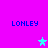Pixelated blue text 'LONLEY' appears in four corners of a bright pink background with two stars, one cyan and one purple.