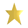 Golden star-shaped 3D models in various orientations and lighting states on a gray background.