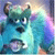 A blue furry monster with brown horns and a wide mouth appears in three showing mouth and eye movement