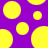 Purple background with scattered yellow circles of varying sizes, including one irregularly shaped yellow circle.