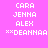Pixelated text on pink background with green highlight changes across three and two