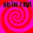 Four identical red and pink spiral patterns arranged in a with black text reading 'stir fry!' above each spiral