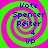 Four identical pixelated spiral images with alternating green and pink rings, each containing blue text reading "Vote Spencer Reiter 4 VP" in a vertical arrangement.