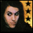 Static pixelated icon featuring a partial human face on the left and three black stars on a yellow vertical strip on the right against a dark background.