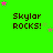 Green background with repeated 'Skylar Rocks!' text and pink stars in various positions across the