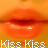 A static 48x48 pixel buddy icon featuring a close-up of lips with the text "Kiss Kiss" at the bottom, rendered in warm orange and red tones on an orange gradient background.