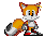 Pixel art character with orange fur, white muzzle and chest, red shoes, gray tail tip; multiple poses showing standing, crouching, and arm movements.