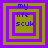 Four identical pixelated squares with layered borders display blue text reading 'my life scuk' against a purple background.