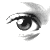 Three grayscale eyes transitioning to blue eyes with text "Bed light for blue eyes" below, arranged in a 3x2 contact sheet layout.
