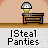 Pixel art animation of a character in yellow pants and white helmet stealing from a desk, with text reading 'Steal Panties' below.