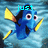 Blue fish with yellow fins swims against blue water background, text changes from 'just' to 'keep' to 'swimming' across frames.