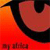 A pixelated red and orange gradient background with a black curved shape and partial text at the bottom.