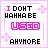 Pixelated text-based icon with pink and black lettering on white background, featuring repeated phrases in a