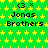 Green background with yellow stars, multiple identical pixelated text blocks reading "Jonas Brothers" with a small circular icon above each text block.