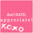 Pixelated pink square icon with white text reading 'appreciate' and 'XOXO' in a stylized font, bordered by lighter pink frame.