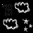 Animated icon set featuring cloud and star motifs with text changing between 'WHEN THE DAY' in green and 'NET THE NIGHT' in cyan, all on black background.