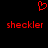 Red pixelated heart symbol above two identical red text strings on black background.