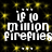 Pixelated text reads 'up to million fireflies' over a black background with yellow sparkles, repeated in four identical