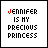 25 pixelated icons displaying 'JENNIFER IS MY PRECIOUS PRINCESS' with varying text colors and small animated symbols
