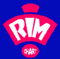 12 animated icons featuring a pink and white 'RIM' logo with changing text below, set against a blue background