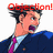 Pixelated character in dark blue suit with purple tie and light blue shirt, shown in with changing text overlays and facial expressions